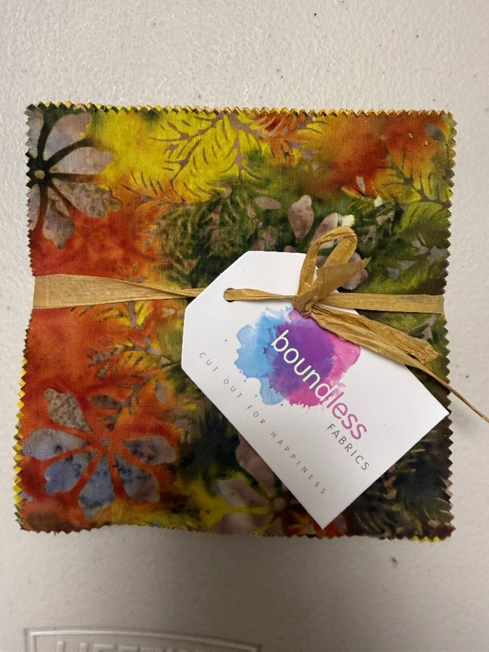 Fabric Charm Pack “Boundless Fabrics” batiks in fall colors, sewing, quilting